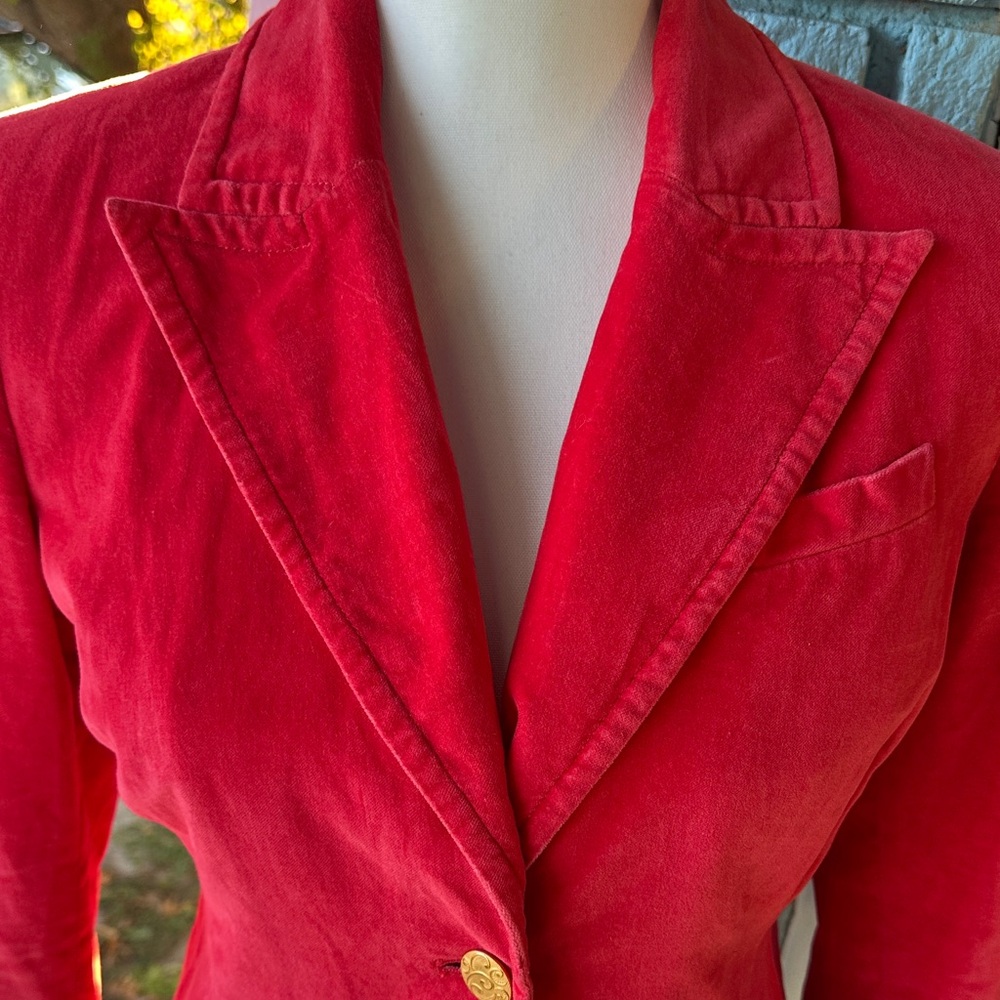 Handmade Velvet Blazer – Orange, Gold Buttons, Floral Lining, vintage charm. - Picture 11 of 15